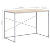 Computer Desk White and Oak 110x60x70 cm Engineered Wood 30210