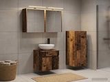 Bathroom Furniture Set 4 pcs Old Wood Engineered Wood and Glass 3407469