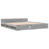 Bed Frame with Drawers without Mattress Grey Sonoma 200x200 cm 3280725