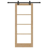 Sliding Door Natural 83 x 202 cm Solid Pine Wood and Glass 3332277