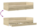Bed Frame with Storage Sonoma Oak 80 x 200 cm Engineered Wood 3429630