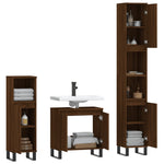 ZNTS 3 Piece Bathroom Cabinet Set Brown Oak Engineered Wood 3187804