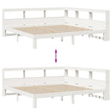 Bookcase Bed without Mattress White 180x200 cm Super King Solid Wood Pine 3324374