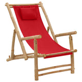 Deck Chair Red Bamboo, Canvas Standard Foldable 318597
