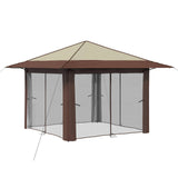 Gazebo with 4 Sidewalls 3.3 x 3.3 m Cream and Brown 42036812