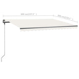 Manual Retractable Awning with LED 400x300 cm Cream 3069742