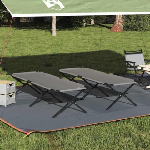 Folding Camping Bed Folding Manual Grey Oxford fabric 42003195