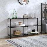 Console Table with Black Glass Top 158.5x30x81 cm Steel 846033