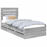 Bed Frame with Drawer Grey Sonoma 75 x 190 cm Engineer Wood 3411543