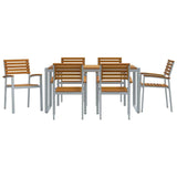 Garden Dining Set 7 pcs Grey and brown Solid acacia wood 3284362