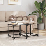 Coffee Tables with Black Glass Top 2 pcs 40x40x40 cm Steel 845961