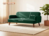 Velvet Feel Fabric 2 Seater Sofa, Small Sofa Loveseat with 21cm Thick Padding and Wood Legs, Dark T3398P548081