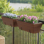 ZNTS Planters with hooks 2 pcs Brown Poly Rattan 366402