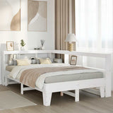Bookcase Bed without Mattress White 135x190cm Double Solid Wood Pine 3324554