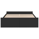 Bed Frame Black Engineered Wood King Size Bed Frame Rectangular 3280287