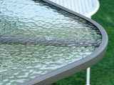 Garden Dining Table Glass Top Metal Frame with Parasol Hole Outdoor Balcony Grey 120L x 80Wcm T3398P314110