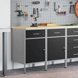 Work Cabinet with Drawer 2 pcs Black and Grey 100 x 55 x 85 cm 3321360