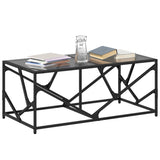 Coffee Table with Black Glass Top 98.5x50x41 cm Steel 845997