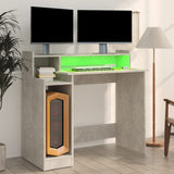 Desk with LED Lights Concrete grey 97x45x90 cm Engineered Wood 805556