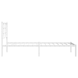 Metal Bed Frame without Mattress with Headboard White 75x190cm 355600