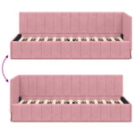 Corner Bed Frame with Headboard Pink 80 x 200 cm Velvet 42016290