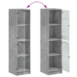 Highboard with Glass Doors Concrete Grey 35x37x142 cm 836437