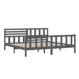 3101175 Bed Frame without Mattress Grey Solid Wood 200x200 cm