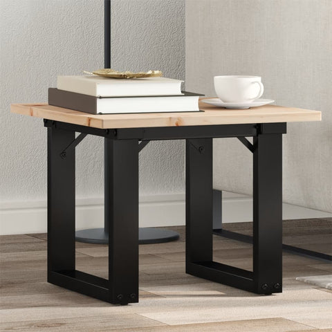 ZNTS Coffee Table O-Frame 40x40x35 cm Solid Wood Pine and Steel 3282658