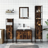 4 Piece Bathroom Cabinet Set Smoked Oak Engineered Wood 3214361