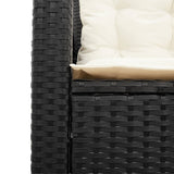 Garden Sofa with Table and Cushions L-shaped Black Poly Rattan 369039