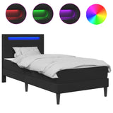 Bed Frame with LED Strip Lights Black 90 x 190 cm Faux Leather 3415283