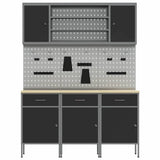 Work Cabinet with Drawer 7 pcs Black Engineered Wood and Steel 3321430