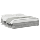 Bed Frame with Drawers without Mattress Grey Sonoma 200x200 cm 3280361
