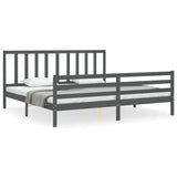 Bed Frame without Mattress Grey 200x200 cm Solid Wood Pine 3193878