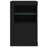 Side Cabinet with LED Lights Black Engineered Wood 836632