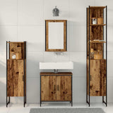 Bathroom Furniture Set with Shelf 4 pcs Brown Engineered wood 3332597