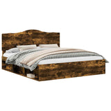 Bed Frame Smoked Oak 200 x 200 cm Solid Pine Wood 3413267