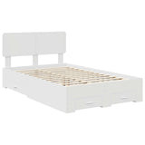 Bed Frame with Headboard White 135 x 190 cm Engineered Wood 3412382