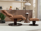 360&deg Swivel Recliner Chair with Footstool, PU Leather Manual Recliner Armchair with Footstool, T3398P378077