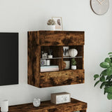 TV Wall Cabinet with LED Lights Smoked Oak 58.5x30x60.5 cm 837096