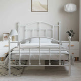 Metal Bed Frame without Mattress with Footboard White 100x190cm 353500