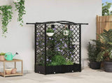 Raised Bed with Trellis and Roof Black 124 x 40 x 126 cm PP 42032533