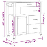 Kitchen Trolley MONZA 84x40x88.5 cm Solid Wood Pine 376110