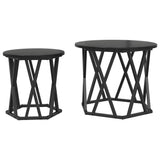 Side Table 2 pcs Black Oak Engineered Wood and Steel 868243