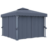 Gazebo with Curtain 3x3 m Anthracite Aluminium 3053378