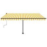 Manual Retractable Awning with LED 450x300 cm Yellow and White 3069763