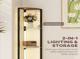 LED Floor Lamp with Shelves, Dimmable Standing Lamp with Foot Switch for Living Room, Bedroom, Black T3398P425151