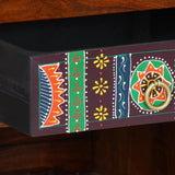 Floral End Table with Drawer with Storage Brown 40 x 35 x 75 cm 4016527