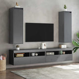 Wall Cabinets 2 pcs Grey 30x30x100 cm Solid Pinewood 813510