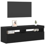 TV Cabinet with LED Black Oak 120 x 35 x 40 cm Engineered Wood 862553